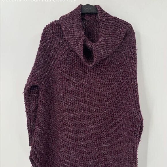 HOST PIC BOHO  Free People Dylan Tweedy Cowl Neck Sweater Plum color SZ M - Picture 6 of 9
